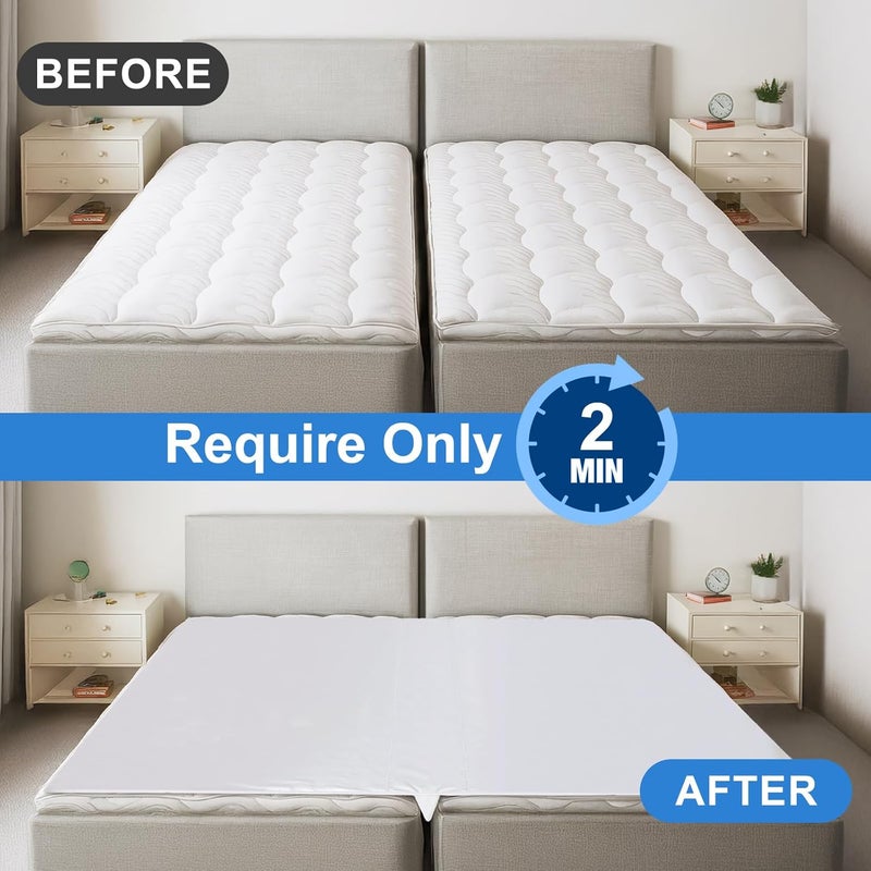 odesoy Upgrade 3-in-1 Bed Bridge Twin to King Bed Converter with Fitted Sheet- Mattress Gap Filler King Bed-with Sheet Strap Set 78"x 75"-Patent - Image 4